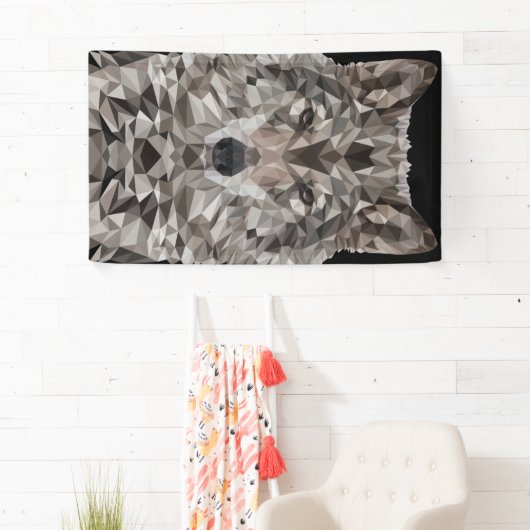 Gray Wolf Geometric Portrait Banner (Insitu)