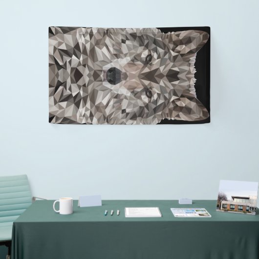 Gray Wolf Geometric Portrait Banner (Messeveranstaltung)