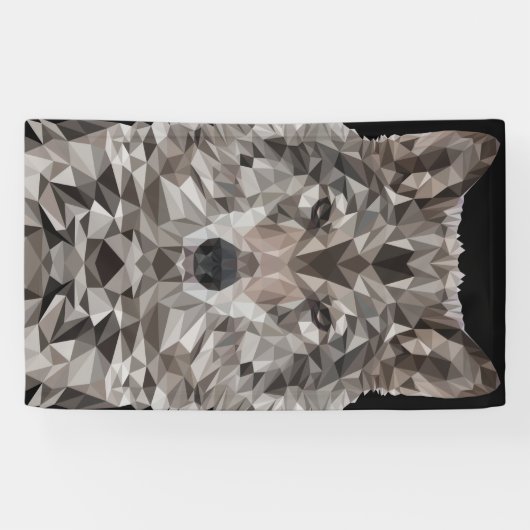 Gray Wolf Geometric Portrait Banner (Horizontal)