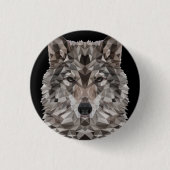 Gray Wolf Geometric Portrait Button (Vorderseite)