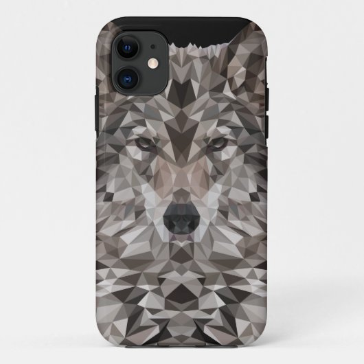 Gray Wolf Geometric Portrait Case-Mate iPhone Hülle (Rückseite)