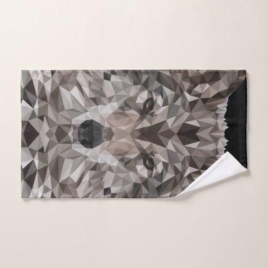 Gray Wolf Geometric Portrait Compact Mirror Badhandtuch Set (Handtuch)