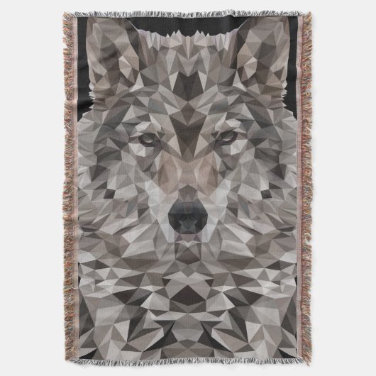 Gray Wolf Geometric Portrait Decke (Vorderseite Vertikal)