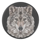 Gray Wolf Geometric Portrait Eishockey Puck (Vorderseite)