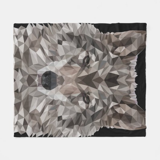 Gray Wolf Geometric Portrait Fleecedecke (Vorderseite (Horizontal))