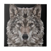 Gray Wolf Geometric Portrait Fliese (Vorderseite)