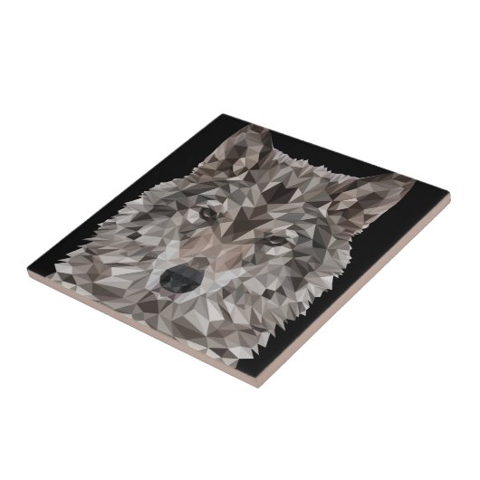 Gray Wolf Geometric Portrait Fliese (Seite)