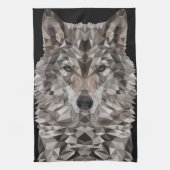Gray Wolf Geometric Portrait Geschirrtuch (Vertikal)