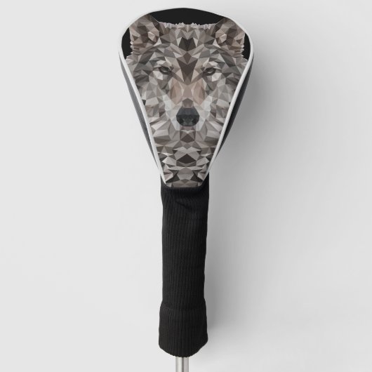 Gray Wolf Geometric Portrait Golf Headcover (Vorderseite)