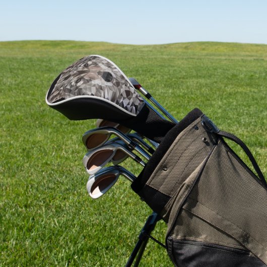 Gray Wolf Geometric Portrait Golf Headcover (In SItu)