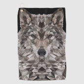 Gray Wolf Geometric Portrait Golfhandtuch (Vorderseite)