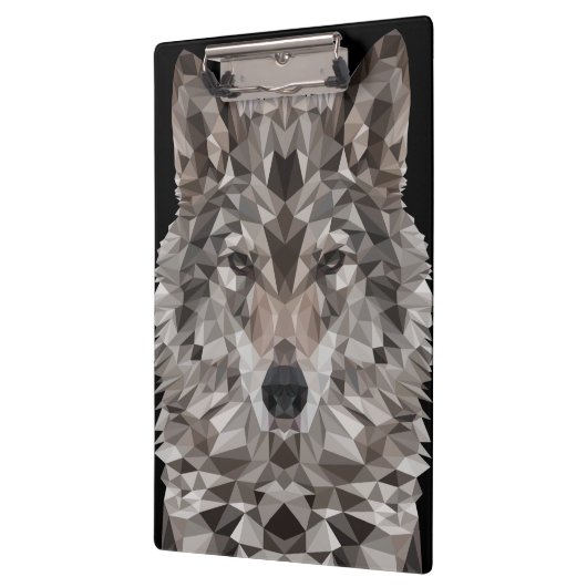 Gray Wolf Geometric Portrait Klemmbrett (Links)