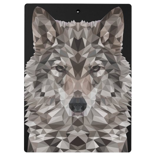 Gray Wolf Geometric Portrait Klemmbrett (Rückseite)
