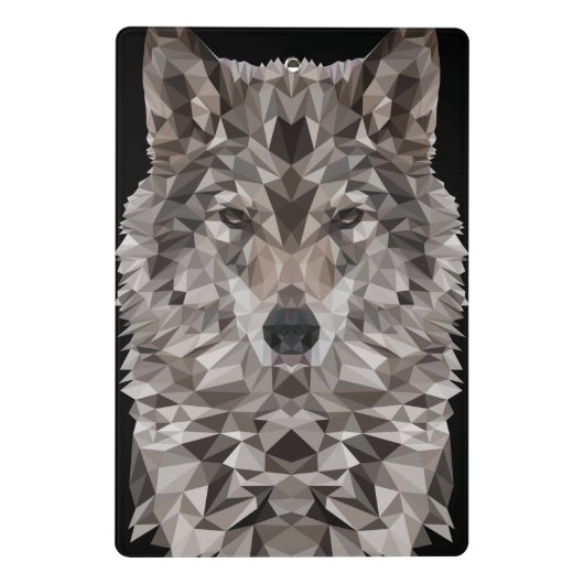 Gray Wolf Geometric Portrait Mini Klemmbrett (Rückseite)