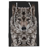 Gray Wolf Geometric Portrait Mittlere Geschenktüte (Vorderseite)