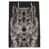 Gray Wolf Geometric Portrait Mittlere Geschenktüte (Rückseite)