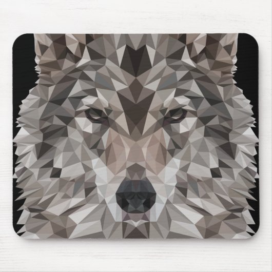Gray Wolf Geometric Portrait Mousepad (Vorne)