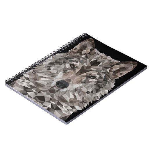 Gray Wolf Geometric Portrait Notizblock (Linke Seite)
