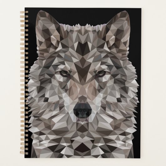 Gray Wolf Geometric Portrait Planer (Vorderseite)