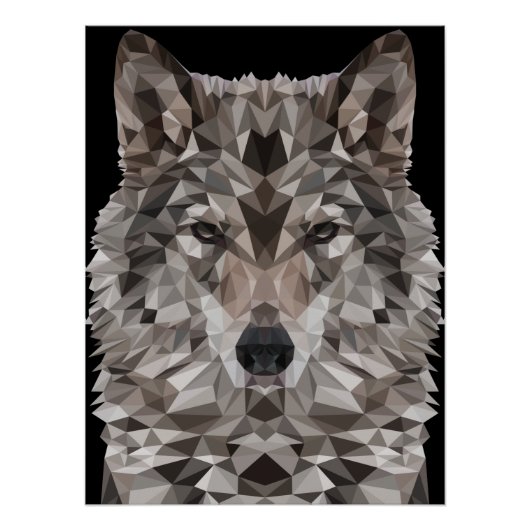 Gray Wolf Geometric Portrait Poster (Vorderseite)