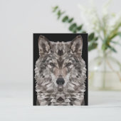 Gray Wolf Geometric Portrait Postkarte (Stehend Vorderseite)