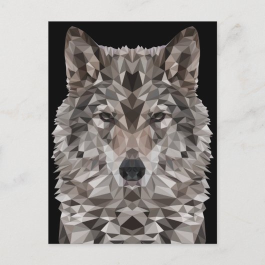 Gray Wolf Geometric Portrait Postkarte (Vorderseite)