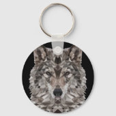 Gray Wolf Geometric Portrait Schlüsselanhänger (Vorderseite)