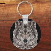 Gray Wolf Geometric Portrait Schlüsselanhänger (Vorderseite)
