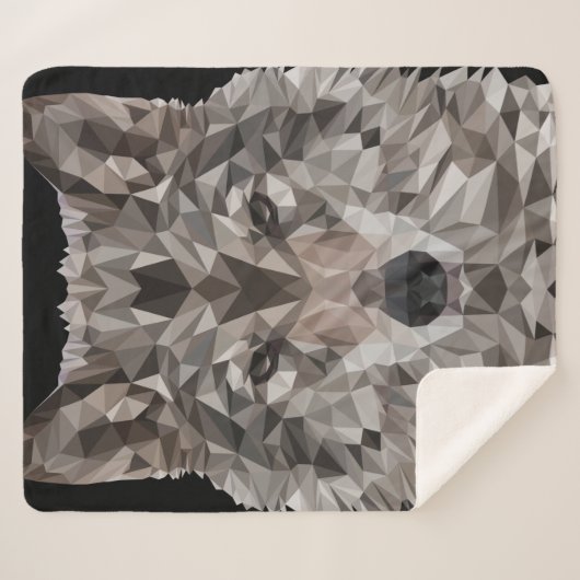 Gray Wolf Geometric Portrait Sherpadecke (Vorderseite (Horizontal))