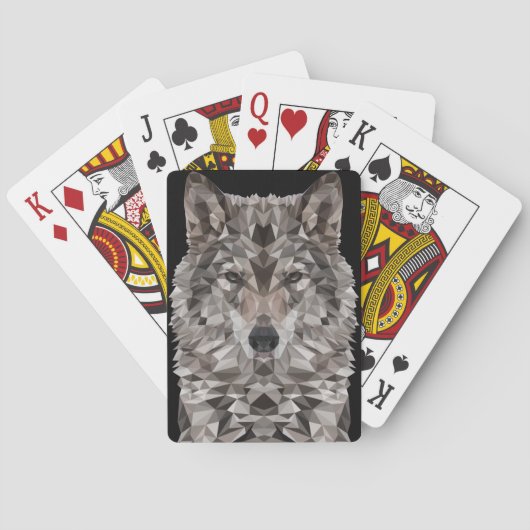 Gray Wolf Geometric Portrait Spielkarten (Rückseite)