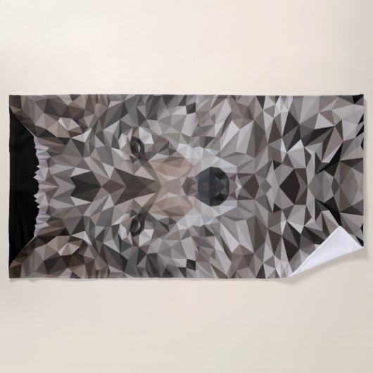 Gray Wolf Geometric Portrait Strandtuch (Vorderseite)