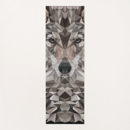 Gray Wolf Geometric Portrait Yogamatte (Vorderseite)