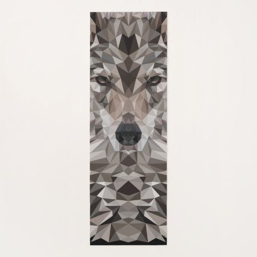 Gray Wolf Geometric Portrait Yogamatte (Rückseite)