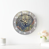 Gray Wolf Große Wanduhr (Zuhause)