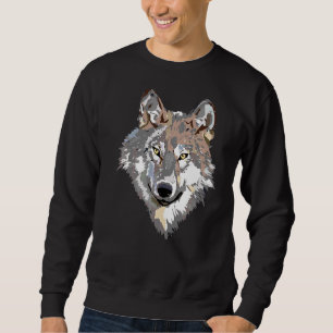 Gray Wolf Head Art Howling Moon Animal Forest Lone Sweatshirt