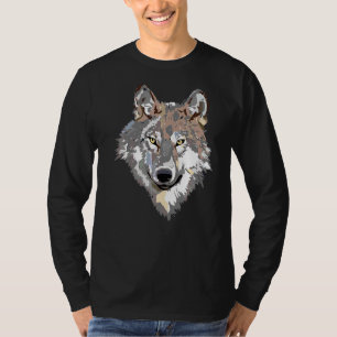 Gray Wolf Head Art Howling Moon Animal Forest Lone T-Shirt