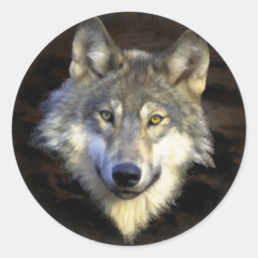 Gray Wolf Head Nature Canine Art Runder Aufkleber (Vorderseite)