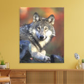 Gray Wolf HerbstCanvas Print Leinwanddruck (Insitu (Wohnzimmer))