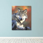 Gray Wolf HerbstCanvas Print Leinwanddruck (Insitu (Holzboden))