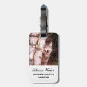 Gray Wolf Hinter einem Baum Gepäckanhänger (Rückseite vertikal)