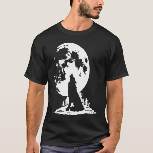 Gray Wolf Howling at Moon T-Shirt (Vorderseite)