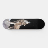 Gray Wolf Howling Wide Street Skateboard (Horizontal)
