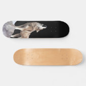Gray Wolf Howling Wide Street Skateboard (Horizontal)