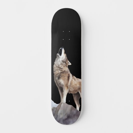 Gray Wolf Howling Wide Street Skateboard (Vorderseite)