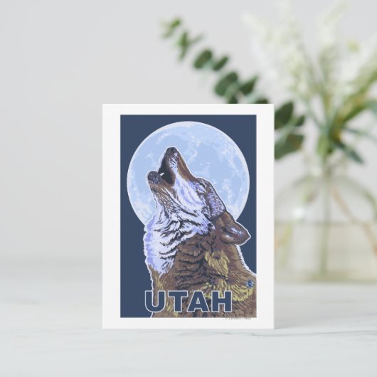 Gray Wolf HowlingUtah Postkarte (Stehend Vorderseite)