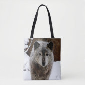 Gray Wolf im Schnee Tasche (Vorderseite)