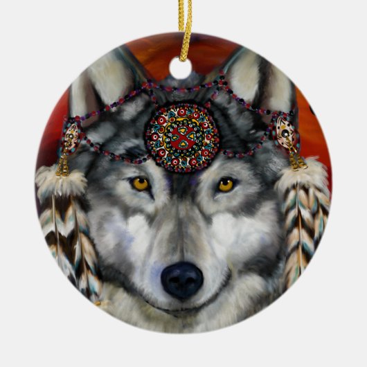 GRAY WOLF KERAMIK ORNAMENT (Vorne)