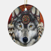 GRAY WOLF KERAMIK ORNAMENT (Links)