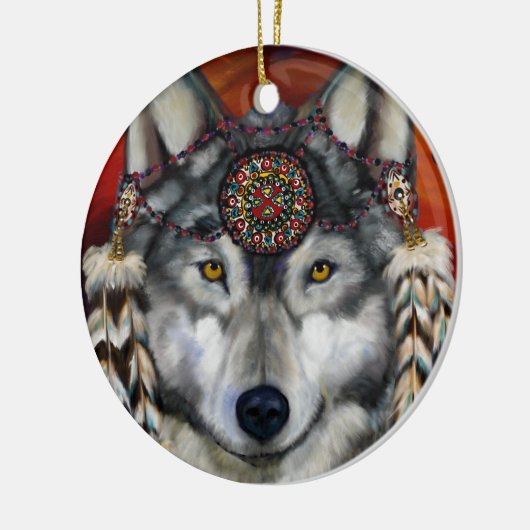 GRAY WOLF KERAMIK ORNAMENT (Links)
