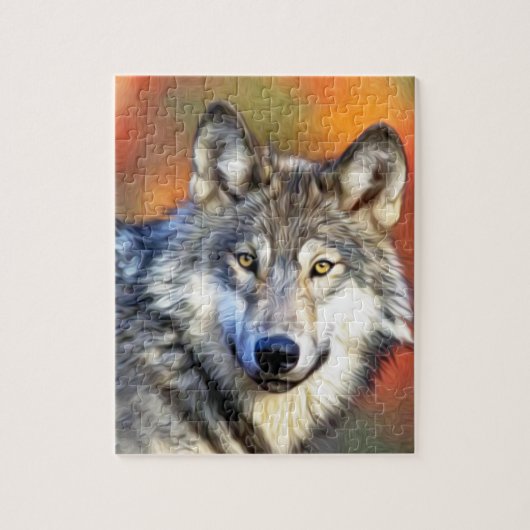 Gray Wolf Kunstmalerei Puzzle (Vertikal)
